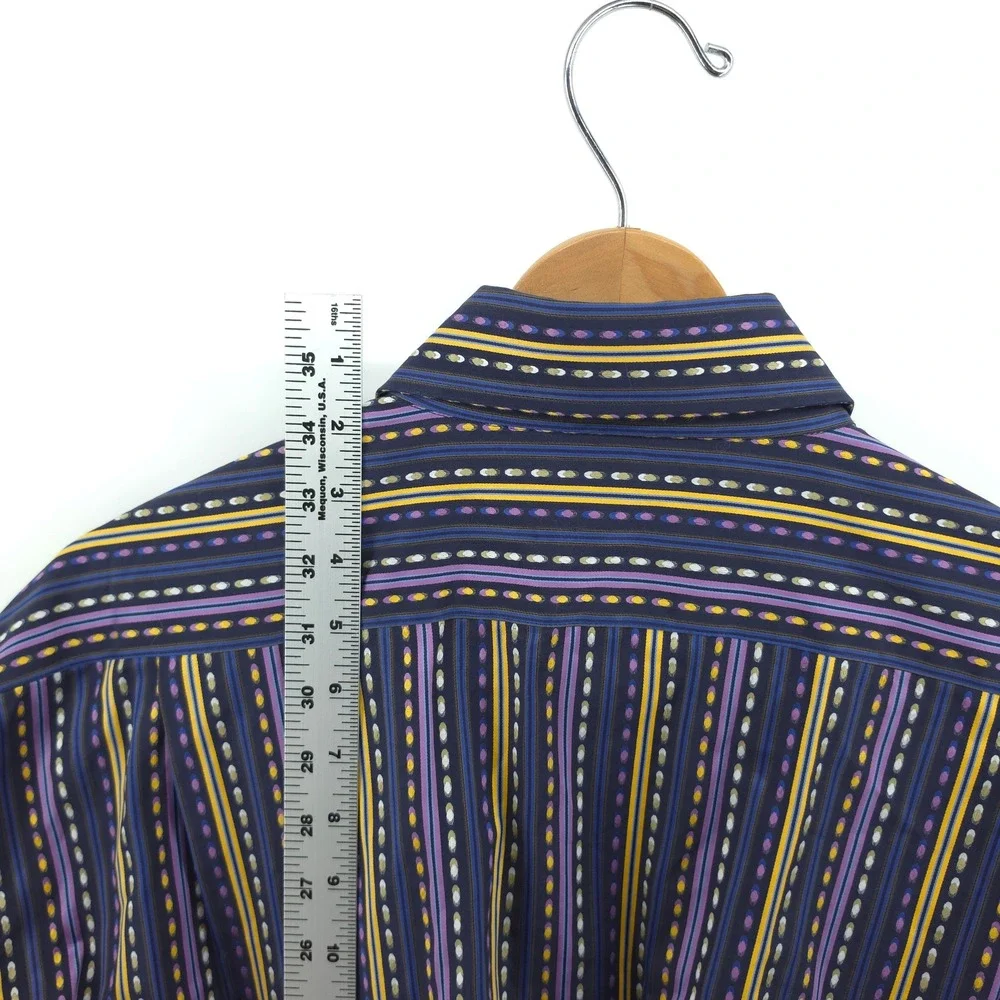 Etro Mens Dress Shirt Cotton Multi Color Stripe Size 43 17 Made in Italy